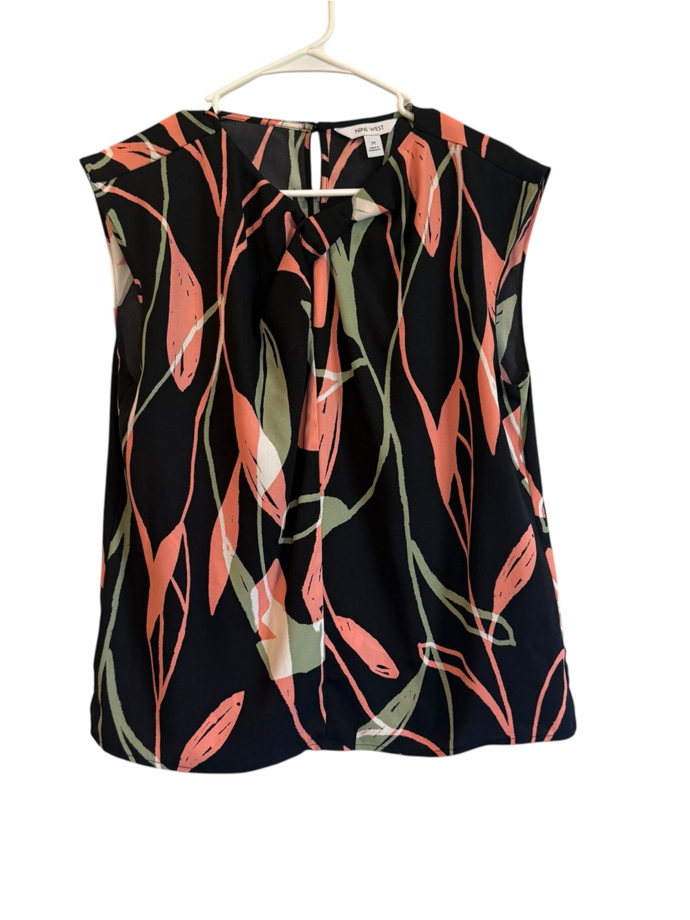 Nine West Black Floral-Print Tank Top